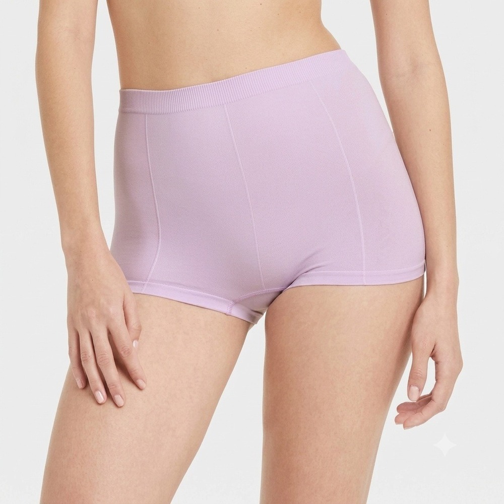 Colsie 2-Pack Women Purple Seamless Boyshorts Panties Size M High Waist Ribbed
